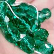 25 Green Emerald Light Czech Fire Polished Glass Beads - Sea Beads