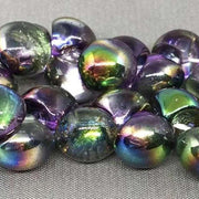 25 Iris Magic Green Purple Czech Button Glass Beads Mushroom - Sea Beads