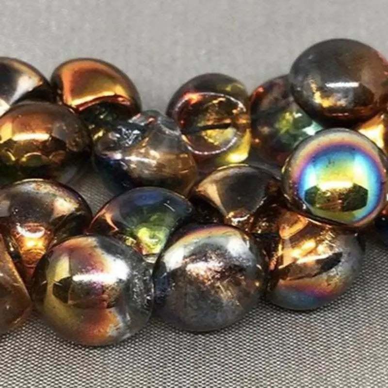25 Magic Topaz Czech Button Glass Beads - Sea Beads