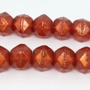 25 Mandarin Orange Czech English Cut Nugget Glass Beads - Sea Beads
