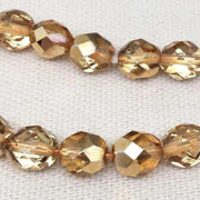 25 Metallic Gold Czech Fire Polished Glass Beads - Sea Beads