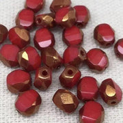 25 Metallic Red Czech Glass Coin Beads - Sea Beads