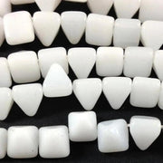 25 White Czech Opal Two Hole Stud Glass Beads - Sea Beads