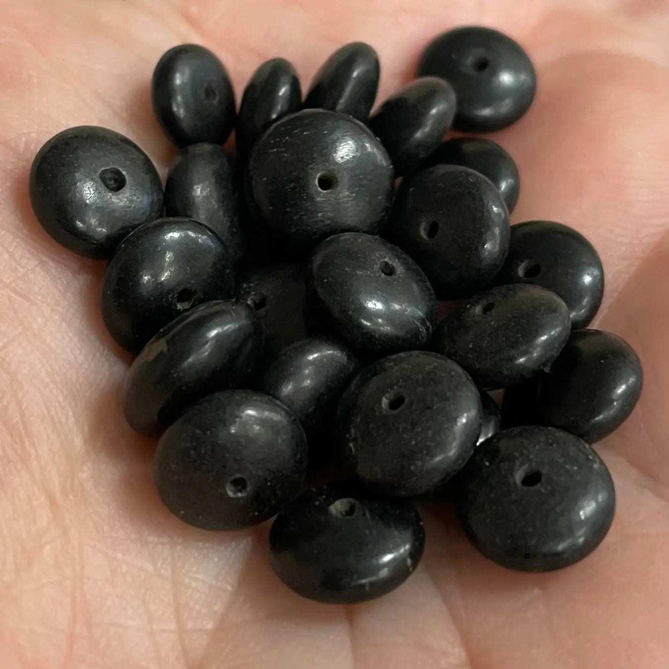 25 Black Mixed Rondelle Beads - Sea Beads