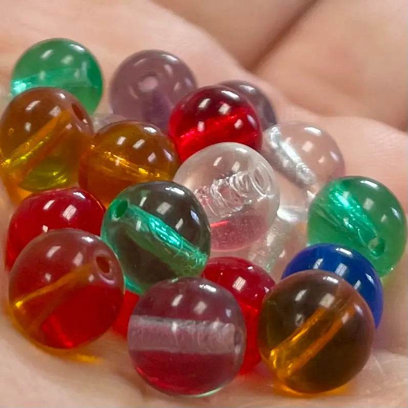 25 mixed colorful Austrian round glass beads, 7mm.