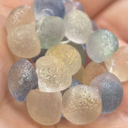 25 Mixed Frosted Beach Czech Button Glass Beads Mushroom - Sea Beads