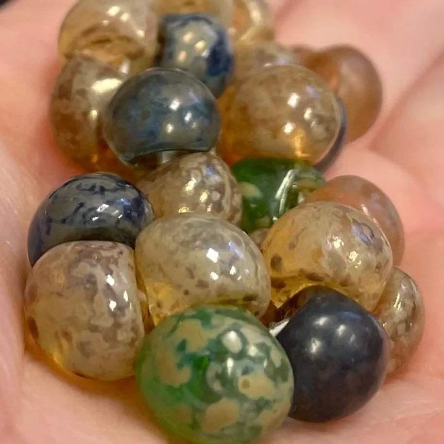 25 Mixed Picasso Czech Button Glass Beads - Sea Beads