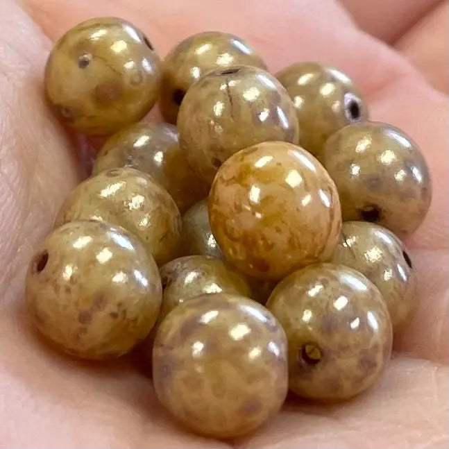 25 Mixed Picasso Czech Round Glass Beads - Sea Beads