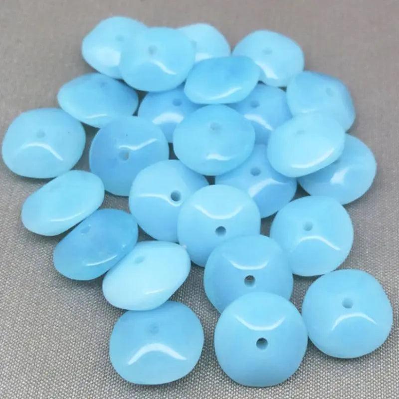 25 Opalescent Turquoise Czech Disc Glass Beads - Sea Beads