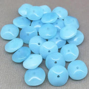 25 Opalescent Turquoise Czech Disc Glass Beads - Sea Beads
