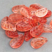 25 Orange Watermelon Czech Leaf Glass Beads - Sea Beads