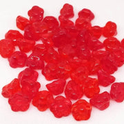 25 Red Czech Transparent Flower Glass Beads - Sea Beads