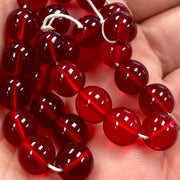 25 Siam Red Czech Round Glass Beads - Sea Beads