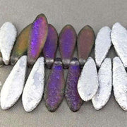 25 Silver Purple Etched Czech Dagger Matte Glass Beads - Sea Beads