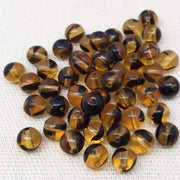 25 Striped Golden Yellow Czech Round Glass Beads - Sea Beads