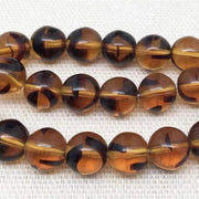 25 Striped Topaz Czech Round Glass Beads - Sea Beads