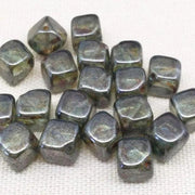 25 Green Czech Picasso Transparent Cube Glass Beads - Sea Beads