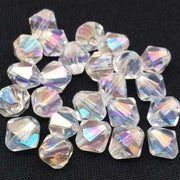 25 Vintage AB Clear Faceted Bicone Glass Beads - Sea Beads