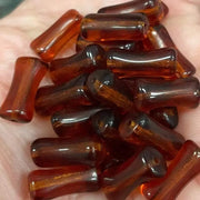 25 Vintage Amber Czech Hour Glass Beads - Sea Beads