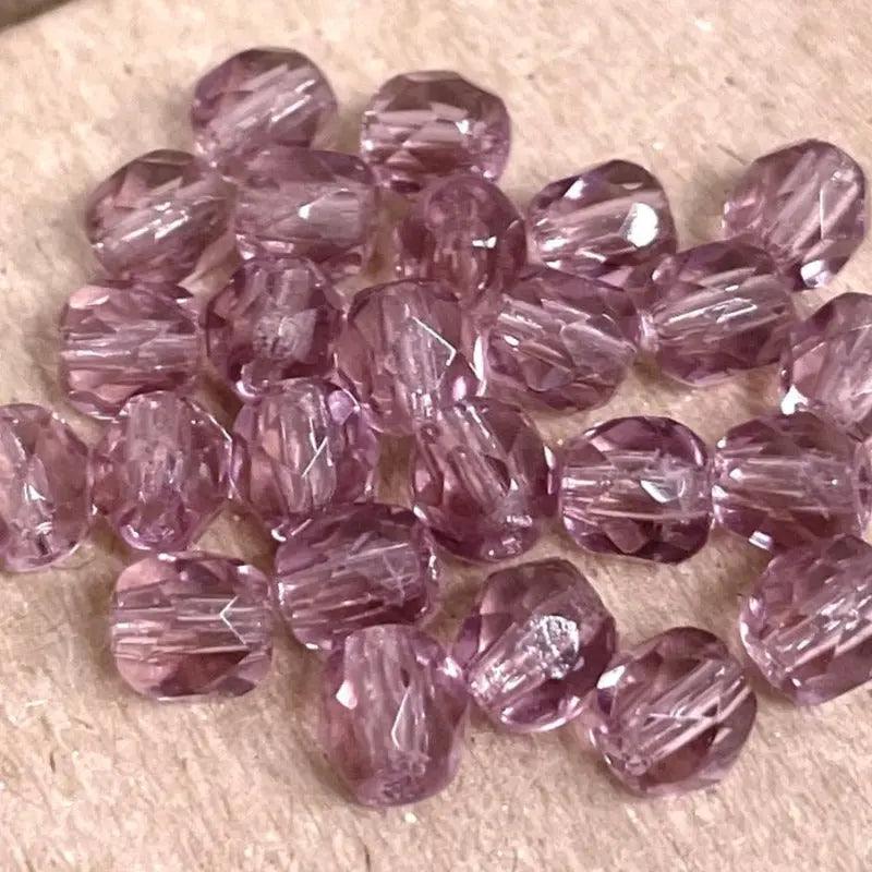 25 Vintage Amethyst Bohemian Czech Faceted Glass Beads - Sea Beads