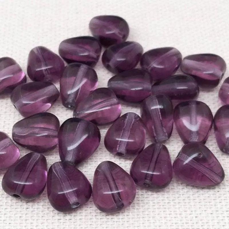 25 Vintage Amethyst Purple Czech Baroque Glass Beads - Sea Beads