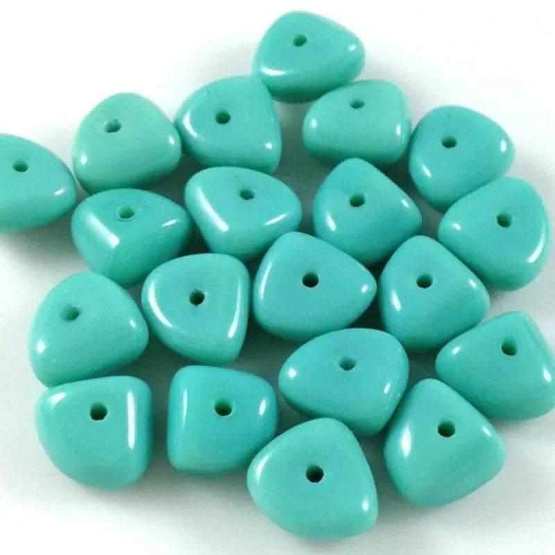 25 Vintage Aqua Teal Czech Triangle Glass Beads - Sea Beads