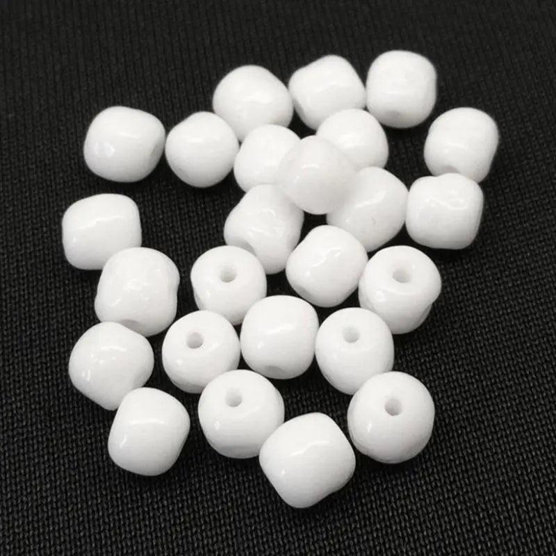 25 Vintage White Japan Baroque Glass Beads - Sea Beads