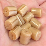 25 Vintage Beige Czech Barrel Silky Glass Beads - Sea Beads