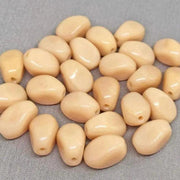 25 Vintage Beige Czech Oval Glass Beads - Sea Beads