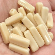 25 Vintage Beige Japan Rectangle Glass Beads - Sea Beads