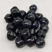 25 Vintage Black Czech Baroque Round Glass Beads - Sea Beads