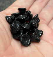 25 Vintage Black Czech Bell Glass Beads - Sea Beads