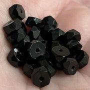 25 Vintage Black Czech Mixed Heishi Rondelle Glass Beads - Sea Beads