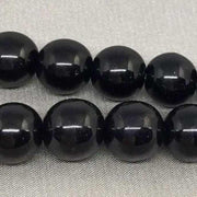 25 Vintage Black Czech Round Glass Beads - Sea Beads