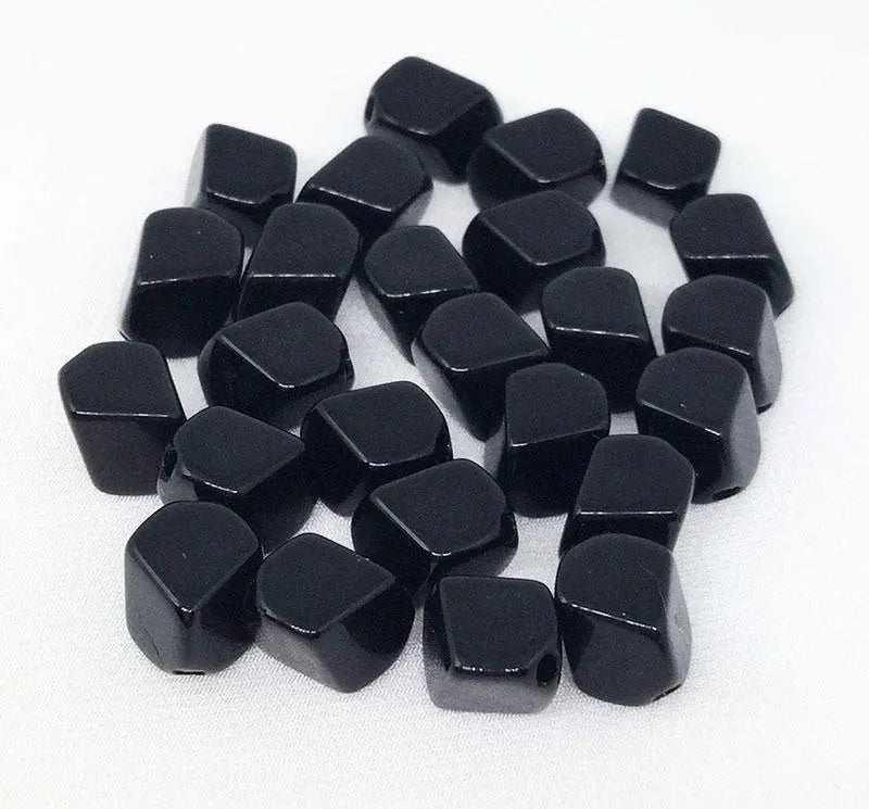 25 Vintage Black Diamond Glass Beads - Sea Beads