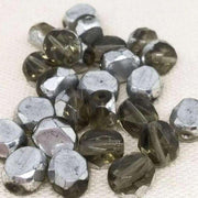 25 Vintage Black Diamond Silver Czech Glass Beads - Sea Beads