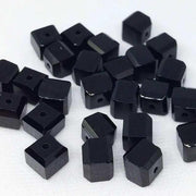 25 Vintage Black Faceted Cube Glass Beads - Sea Beads