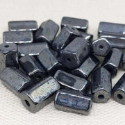 25 Vintage Black Gunmetal Czech Glass Beads - Sea Beads