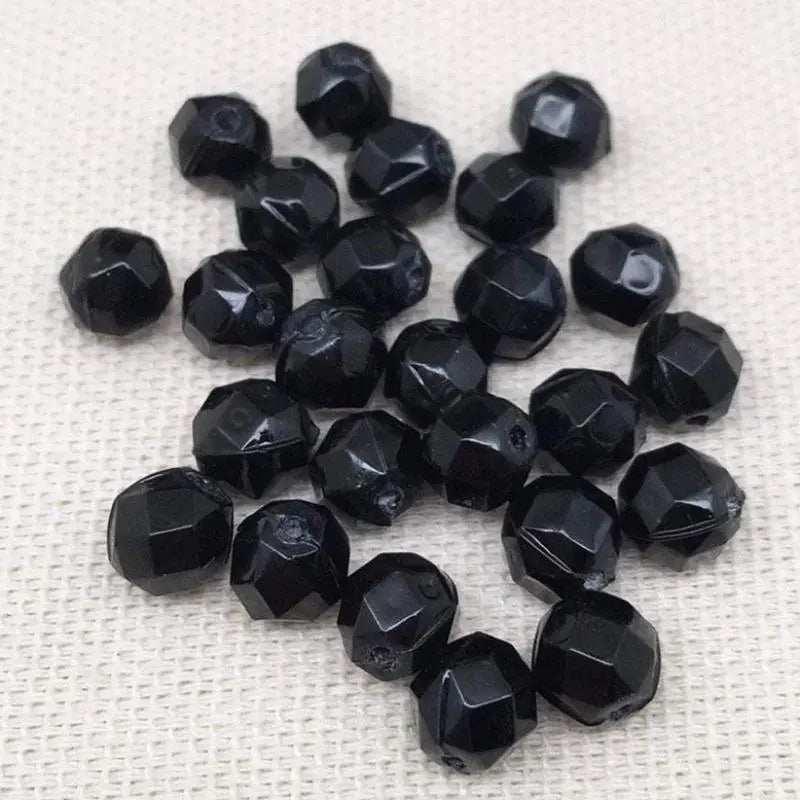 25 Vintage Black Japan Faceted Glass Beads - Sea Beads