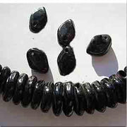 25 Vintage Black German Leaf Glass Beads - Sea Beads