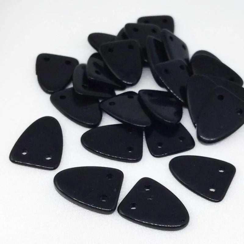 25 Vintage Black Two Hole Teardrop Glass Beads - Sea Beads