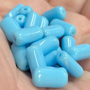 25 Vintage Blue Austrian Tube Glass Beads - Sea Beads