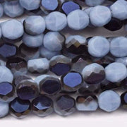 25 Vintage Blue Azure Czech Round Coin Glass Beads - Sea Beads