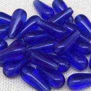 25 Vintage Blue Cobalt Czech Teardrop Glass Beads - Sea Beads