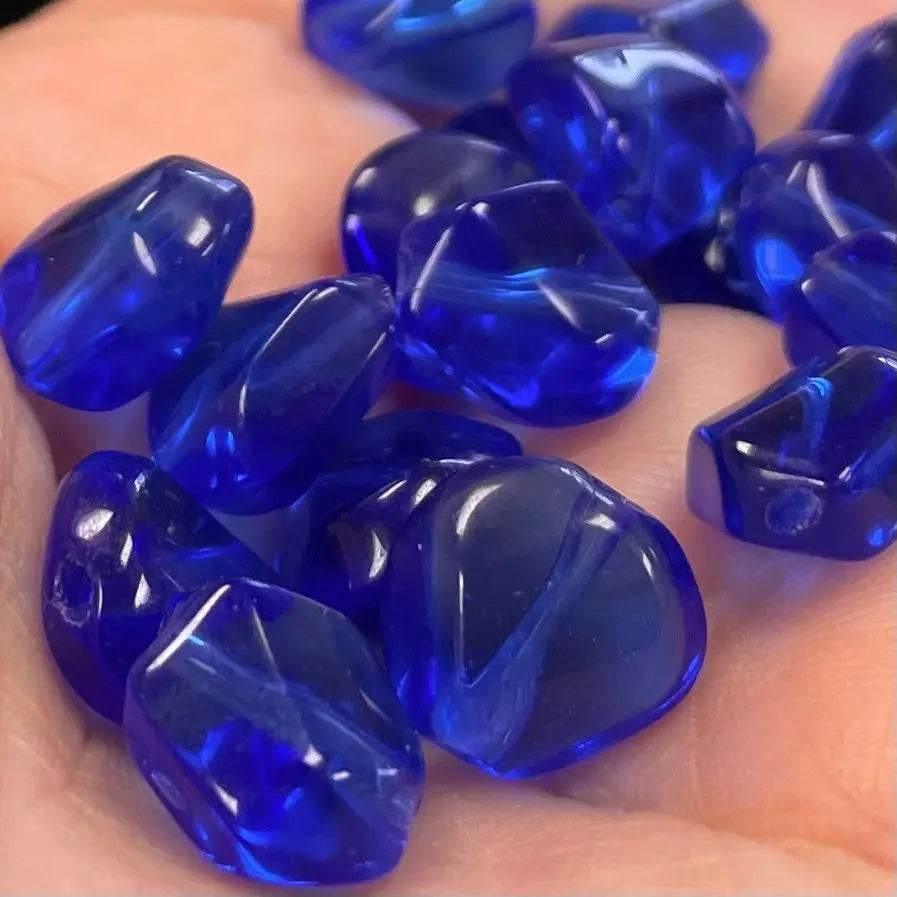25 Vintage Blue Cobalt Japan Glass Beads - Sea Beads