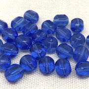 25 Vintage Blue Czech Cathedral Glass Beads - Sea Beads