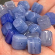 25 Vintage Blue Czech Cube Mixed Glass Beads - Sea Beads