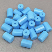 25 Vintage Blue Czech Cylindrical Glass Beads - Sea Beads