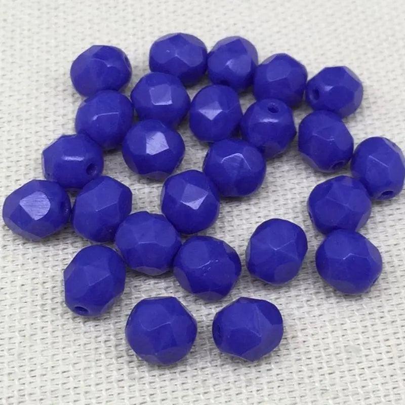 25 Vintage Blue Czech Faceted Glass Beads - Sea Beads