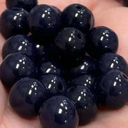 25 Vintage Blue Dark Navy Opaque Round Glass Beads - Sea Beads
